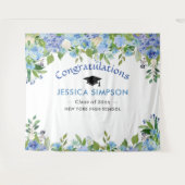 Blue Hydrangeas Floral Afstuderen Foto achtergrond Wandkleed (Voorkant (horizontaal))