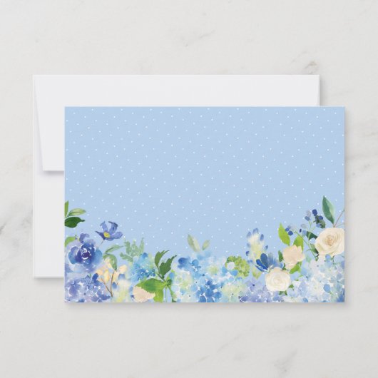 Blue Hydrangeas Floral Chic Wedding RSVP Kaartje (Achterkant)