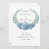 Blue Hydrangeas Floral Elegant Wedding Kaart (Voorkant / Achterkant)