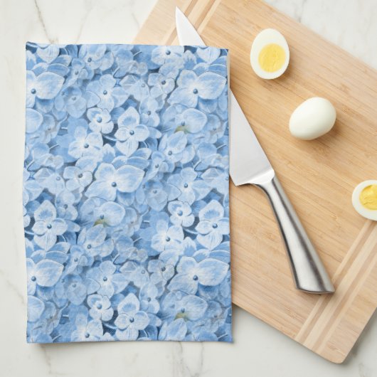 Blue Hydrangeas Floral Kitchen Towel Theedoek (Quarter Fold)
