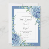 Blue Hydrangeas Floral Photo Elegant Wedding Kaart (Voorkant)