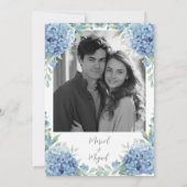 Blue Hydrangeas Floral Photo Elegant Wedding Kaart (Achterkant)