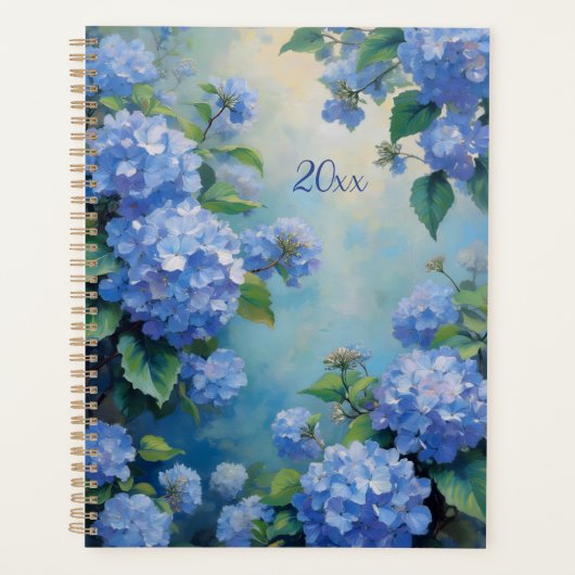 Blue Hydrangeas Floral Spiral-Bound Planner Spring (Voorkant)
