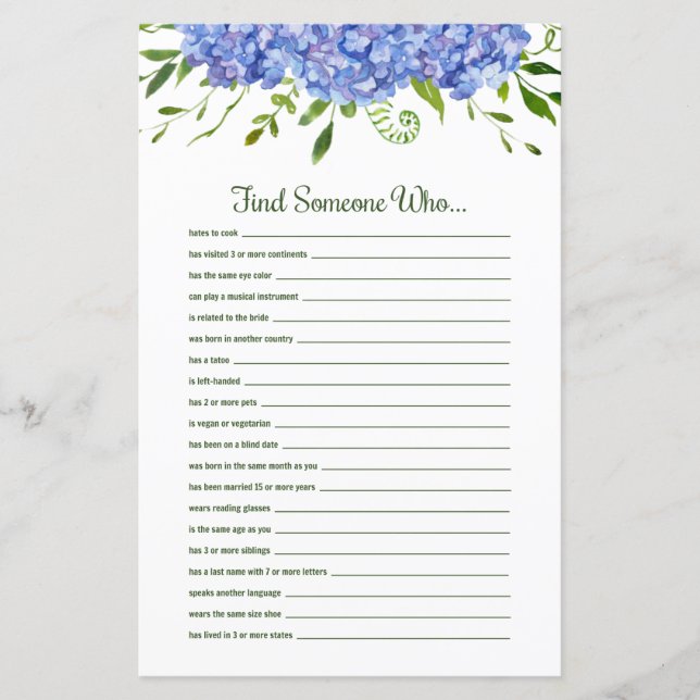 Blue Hydrangeas Floral vindt iemand die (Voorkant)