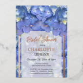 Blue Hydrangeas Floral Vrijgezellenfeest Folie Uitnodiging (Voorkant)