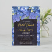 Blue Hydrangeas Floral Vrijgezellenfeest Folie Uitnodiging (Staand Voorkant)