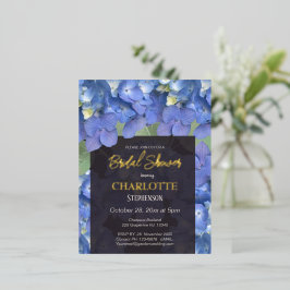 Blue Hydrangeas Floral Vrijgezellenfeest Folie Uitnodiging Briefkaart