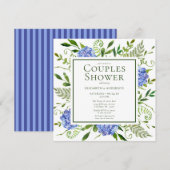 Blue Hydrangeas Floral Waterverf Couples Shower Kaart (Voorkant / Achterkant)