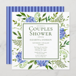 Blue Hydrangeas Floral Waterverf Couples Shower Kaart