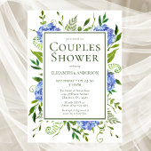 Blue Hydrangeas Floral Waterverf Couples Shower Kaart