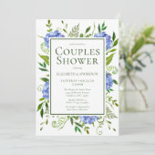 Blue Hydrangeas Floral Waterverf Couples Shower Kaart (Staand voorkant)