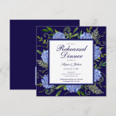 Blue Hydrangeas Floral Waterverf Rehearings Dinner Kaart (Voorkant / Achterkant)