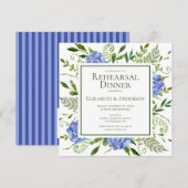 Blue Hydrangeas Floral Waterverf Rehearings Dinner Kaart (Voorkant / Achterkant)