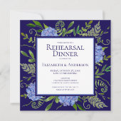 Blue Hydrangeas Floral Waterverf Rehearings Dinner Kaart (Voorkant)