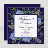 Blue Hydrangeas Floral Waterverf Rehearings Dinner Kaart (Voorkant / Achterkant)