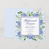 Blue Hydrangeas Floral Waterverf Rehearings Dinner Kaart (Voorkant / Achterkant)