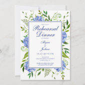 Blue Hydrangeas Floral Waterverf Rehearings Dinner Kaart (Voorkant)