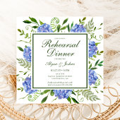 Blue Hydrangeas Floral Waterverf Rehearings Dinner Kaart