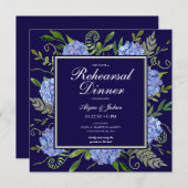 Blue Hydrangeas Floral Waterverf Rehearings Dinner Kaart (Voorkant / Achterkant)