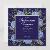 Blue Hydrangeas Floral Waterverf Rehearings Dinner Kaart (Voorkant)