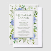 Blue Hydrangeas Floral Waterverf Rehearings Dinner Vellum Uitnodigingen (Offset)