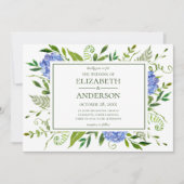 Blue Hydrangeas Floral Waterverf Wedding Kaart (Voorkant)