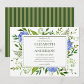 Blue Hydrangeas Floral Waterverf Wedding Kaart (Voorkant / Achterkant)