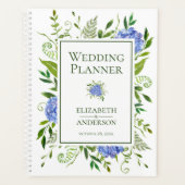Blue Hydrangeas Floral Waterverf Wedding Planner (Voorkant)