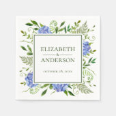 Blue Hydrangeas Floral Waterverf Wedding Servet (Voorkant)