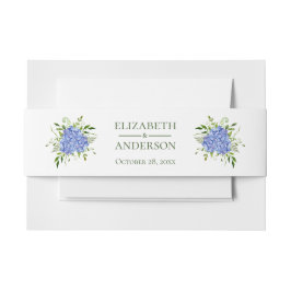 Blue Hydrangeas Floral Waterverf Wedding Uitnodigingen Wikkel