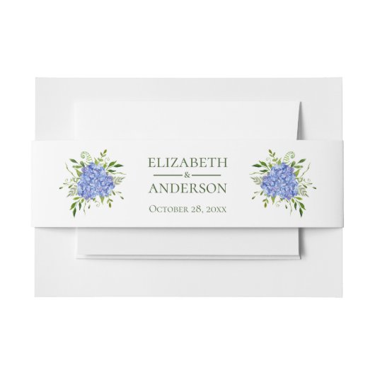 Blue Hydrangeas Floral Waterverf Wedding Uitnodigingen Wikkel (Voorkant Voorbeeld)