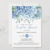 Blue Hydrangeas Floral Wedding Couples Shower Kaart (Voorkant)