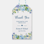 Blue Hydrangeas Floral Wedding Favor Dank je Cadeaulabel (Voorkant)