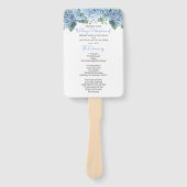 Blue Hydrangeas Floral Wedding Program Handje Fan Handwaaier (Voorkant)