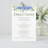 Blue Hydrangeas Floral Wedding Routebeschrijving Informatiekaartje (Staand voorkant)