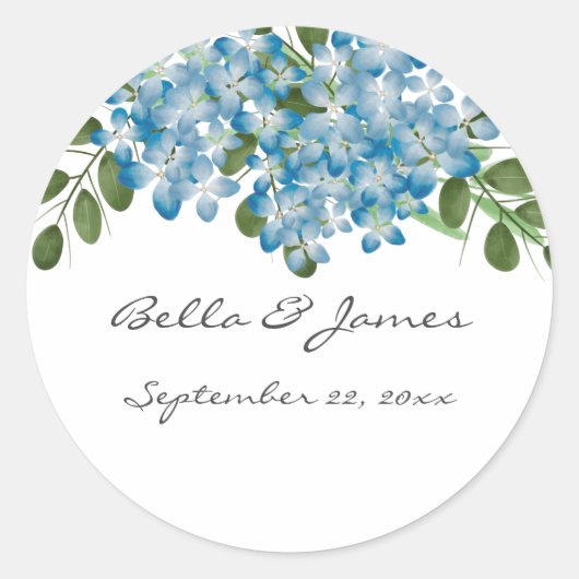Blue Hydrangeas Floral Wedding Sticker (Voorkant)