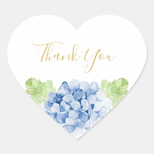 Blue Hydrangeas Floral Wedding Thank You Hart Sticker (Voorkant)