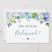 Blue Hydrangeas Floral zal je mijn Bridesmaid zijn Kaart (Voorkant)