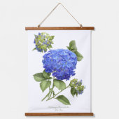 Blue Hydrangeas Flowers Botanical Art set van 3 Hangend Wandkleed (Voorkant 3)
