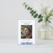 Blue Hydrangeas Flowers Memorial Poem Prayer Card Visitekaartje (Staand voorkant)