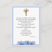 Blue Hydrangeas Flowers Memorial Psalm Prayer Card Visitekaartje (Achterkant)