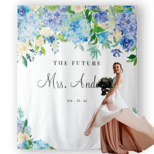 Blue Hydrangeas Future Mrs Vrijgezellenfeest Backd Wandkleed