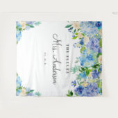 Blue Hydrangeas Future Mrs Vrijgezellenfeest Backd Wandkleed (Voorkant (horizontaal))