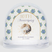 Blue Hydrangeas Gold Custom Photo 10th Anniversary Sneeuwbol (Achterkant)