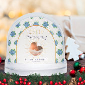 Blue Hydrangeas Gold Custom Photo 25th Anniversary Sneeuwbol