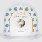 Blue Hydrangeas Gold Custom Photo 60th Anniversary Sneeuwbol (Achterkant)