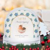 Blue Hydrangeas Gold Custom Photo 70th Anniversary Sneeuwbol