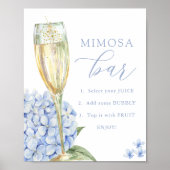 Blue Hydrangeas & Gold Glass Mimosa Bar Poster (Voorkant)