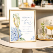 Blue Hydrangeas & Gold Glass Mimosa Bar Poster