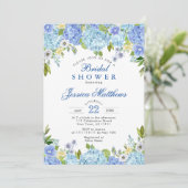 Blue Hydrangeas Greenery Waterverf Vrijgezellenfee Kaart (Staand voorkant)